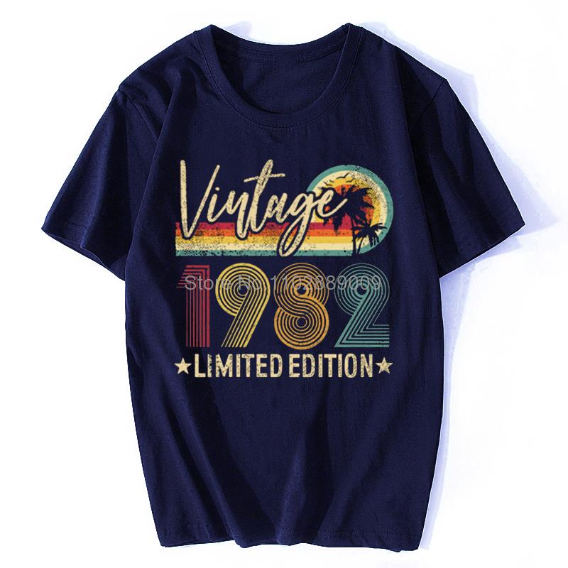 Vintage 1982 Limited Edition Print Men T Shirt Short Graphic Women Ladies T-Shirt Tops Funny Summer Cotton Tees