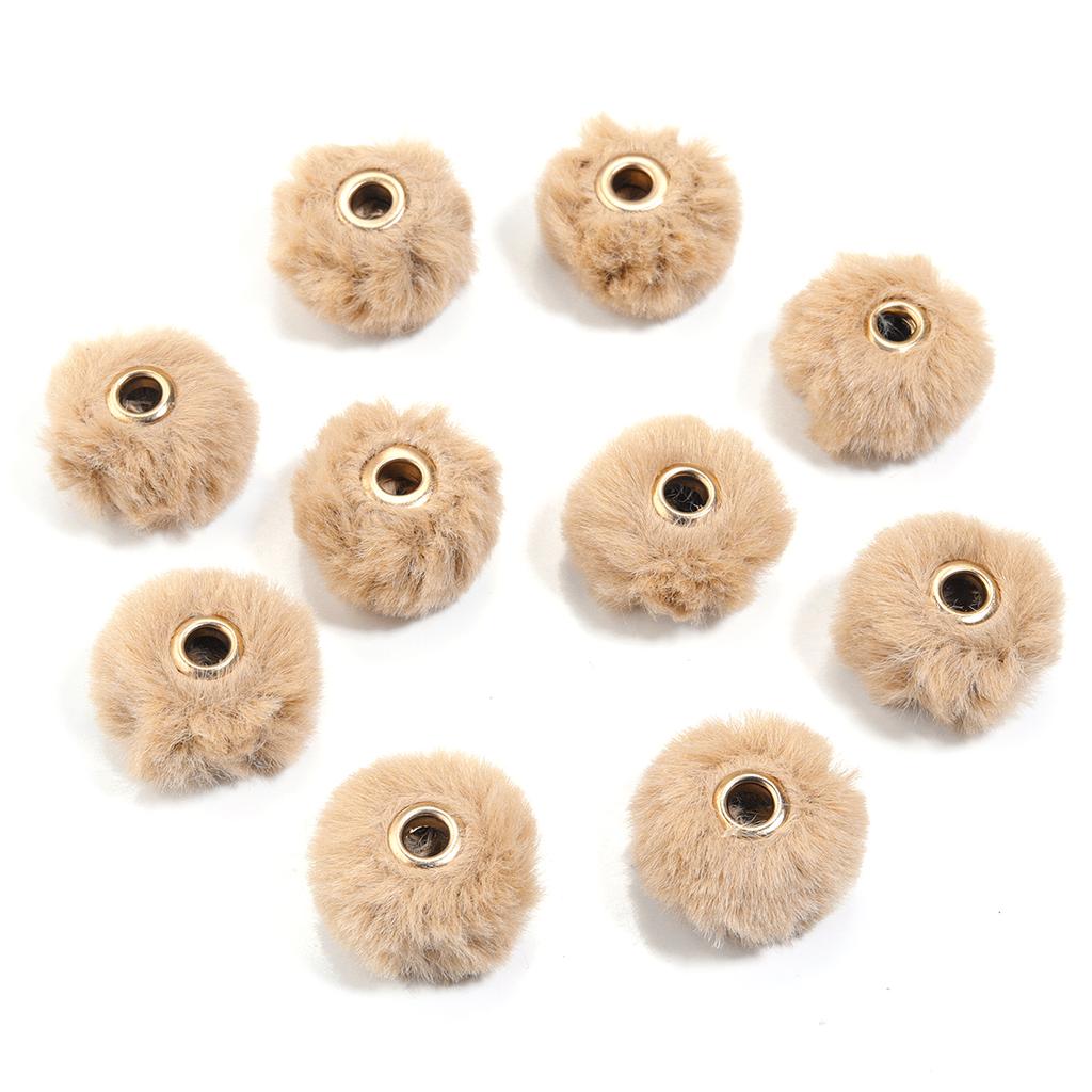 10pcs/bag Imitation Rabbit Fur Coverd Straight Hole Beads DIY Pompom Pendant for Jewelry Making DIY Necklace Pendant Earrings