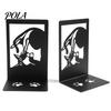 Desktop Bookend 1 Pair Metal Cat Book Ends, Cute Bookends for Shelves, Decorative L-shaped Heavy Duty Support Stopper Home Office Desk Bookshelf Decor