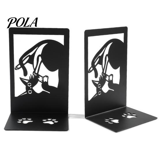 Desktop Bookend 1 Pair Metal Cat Book Ends, Cute Bookends for Shelves, Decorative L-shaped Heavy Duty Support Stopper Home Office Desk Bookshelf Decor