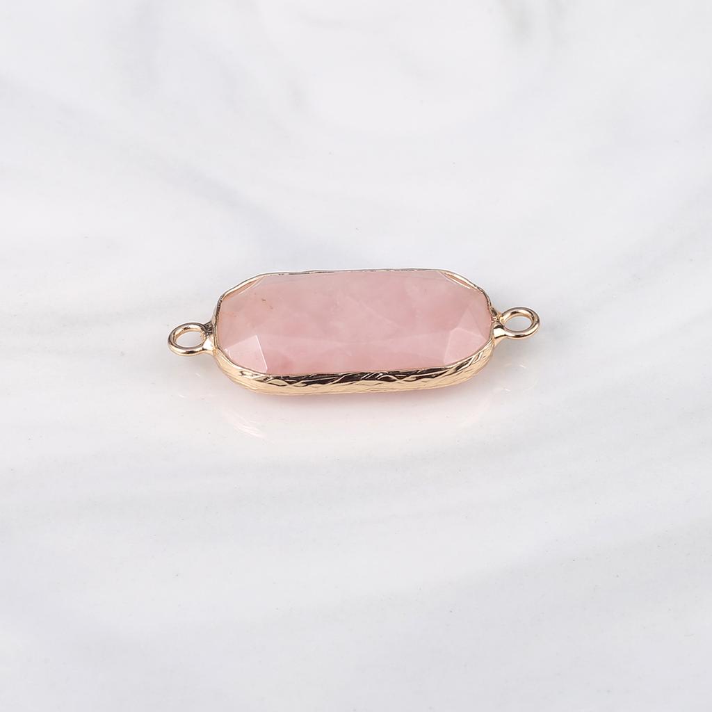 Conectores Piedra Natural cuarzo rosa/amazonita conector facetado rectangular para fabricación de joyería DIY collar pulsera accesorio