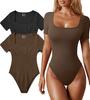 2023 Summer Women's Yoga Ribbed Short Sleeve Jumpsuit