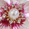 Women Brooch Sparkling Rhinestones Imitation Pearl Decor Flower Design Lapel Pin Chinese Style Sweater Scarf Badge Jewelry Accessories