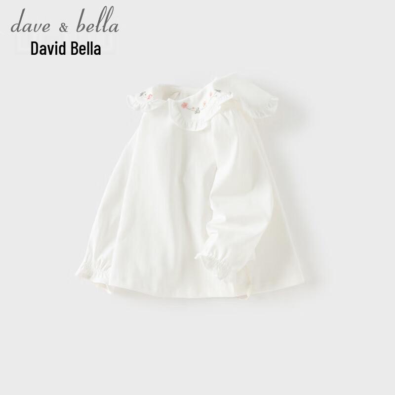 DAVE&BELLA Girls' Long Sleeve Embroidered Knit T-Shirt