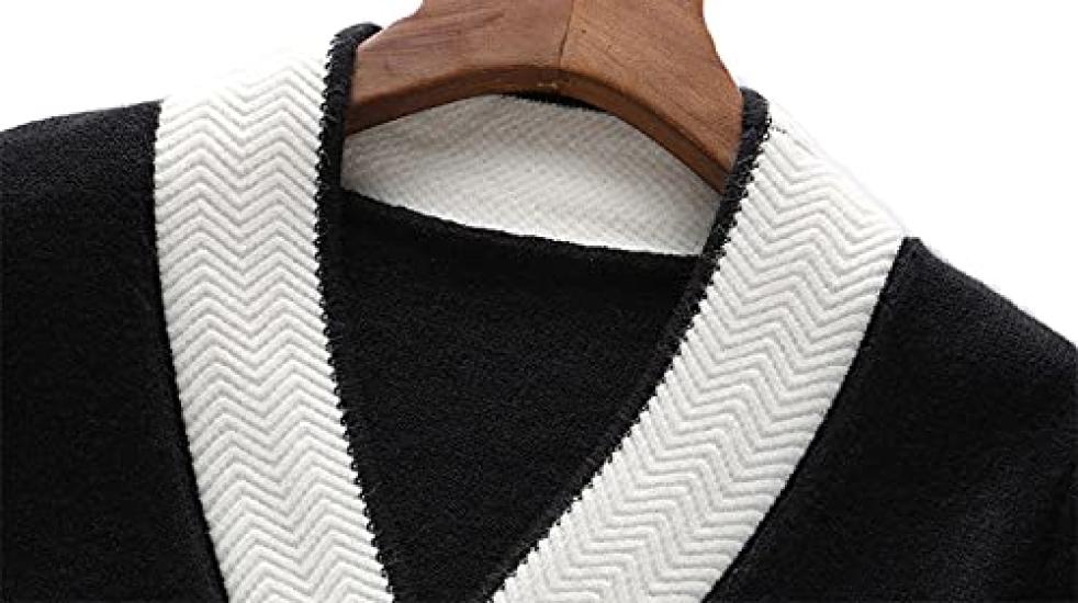 Cardigan de damă Atopddan tricotat scurt lung negru și mărimea L, cu gât în V, lungime, pulover de primăvară/toamnă, cu mâneci, alb,