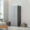 Double Paneled Door Wardrobe, with Shelves - Grey