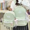 Schoolbag New Campus School Bag Female Korean ins Simple Plaid Backpack High School Student Large Capacity Travel Backpack