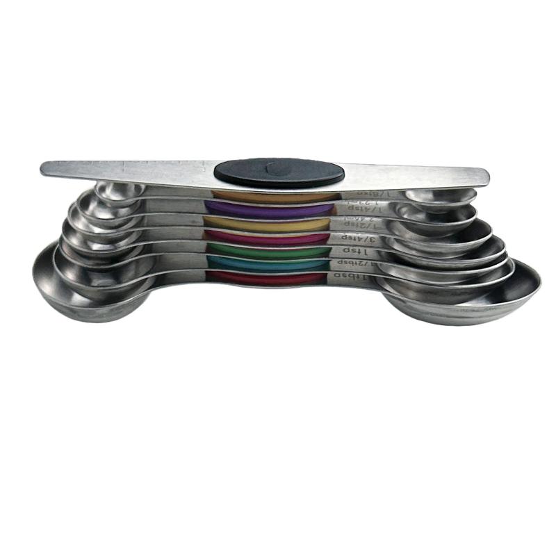 8Pcs Measuring Spoons Magnetic Measuring Spoons Dual Sided Stainless Steel Measuring Spoon Stackable Nesting Tablespoon Teaspoon