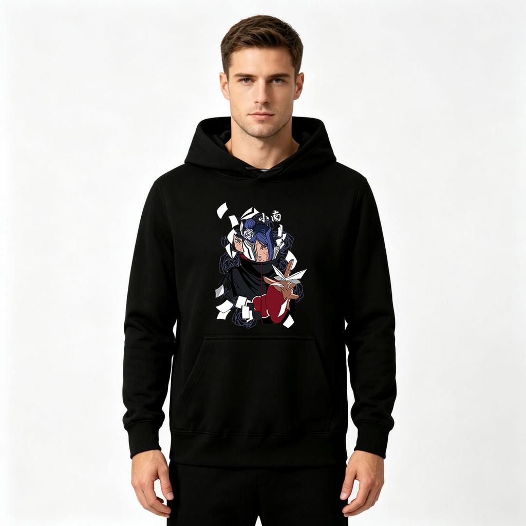 Men's Printed Pullover Hoodie Anime Character Graphic Casual Long Sleeve Sweatshirt for Daily Wear