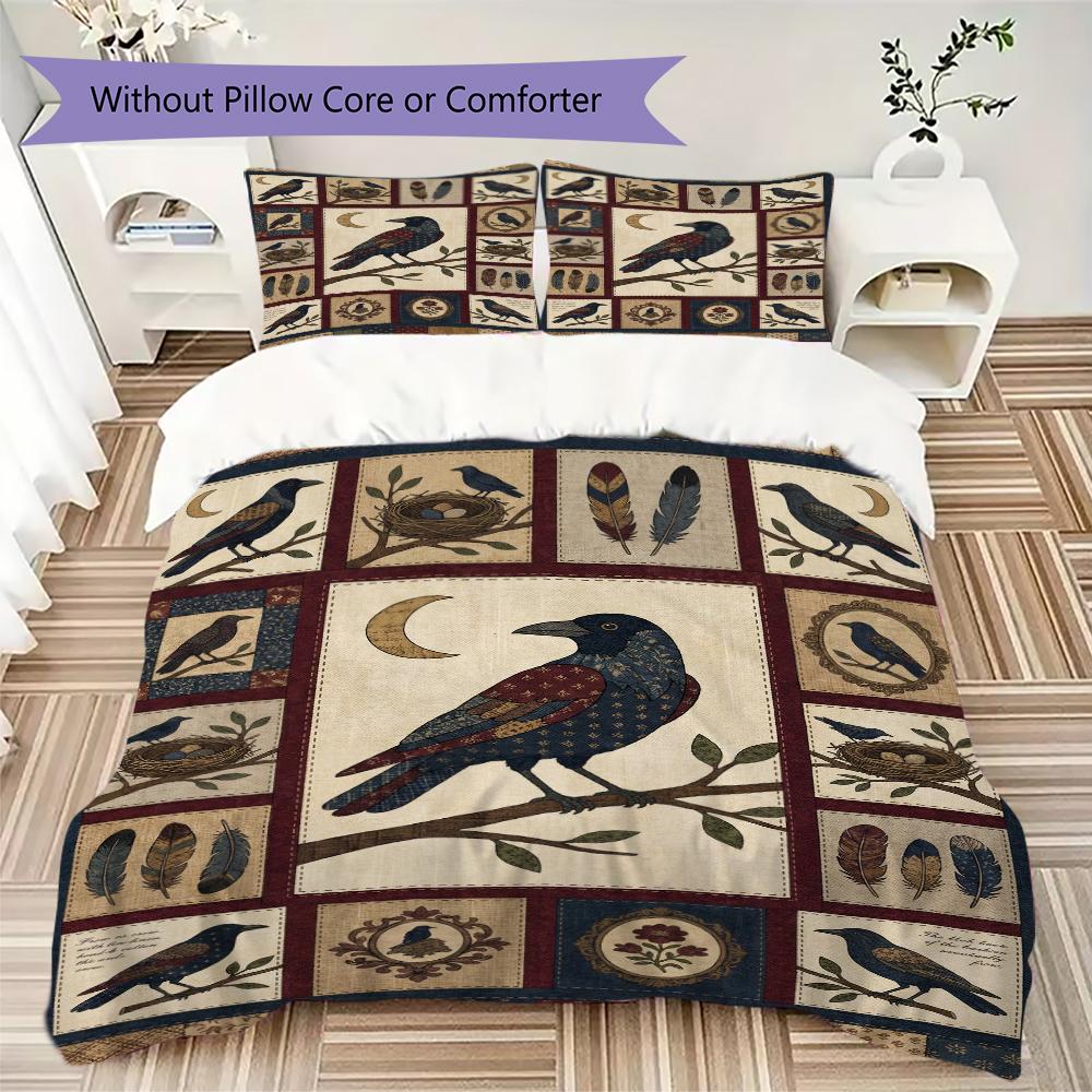 Crow Pattern Bedding uilt Set uilt Cover Pillowcase Home Decoration Birthday Gift (1 * duvet cover + 2 * pillowcase  without core)47