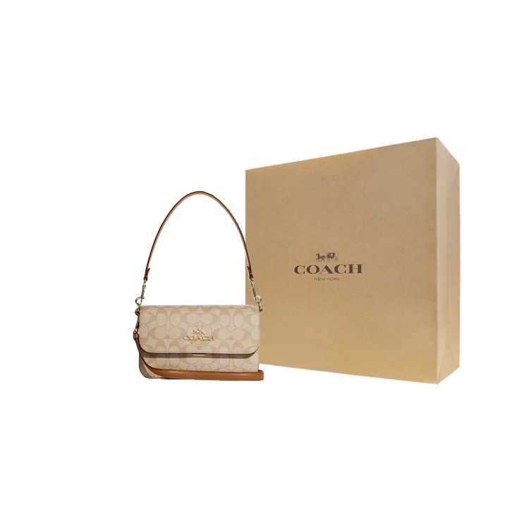 Coach Brynn 23 Classic Monogram Flap Top Detachable Long Handle Adjustable Shoulder Strap Canvas With Leather Tote Crossbody Shoulder Bag CA529-IMNLJ
