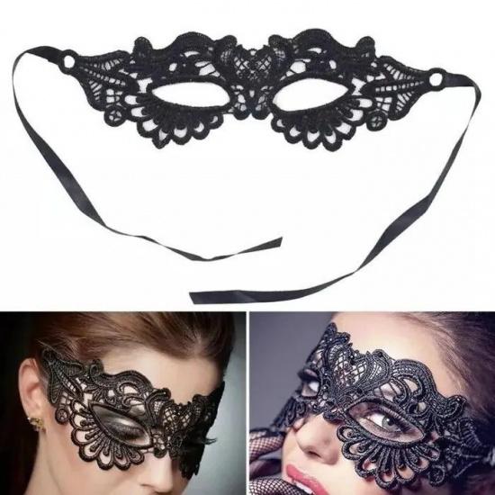 Sexy Damen-Spitzenmaske für Halloween-Maskerade und Dessous-Partys - Halbes Gesicht, durchbrochenes Design