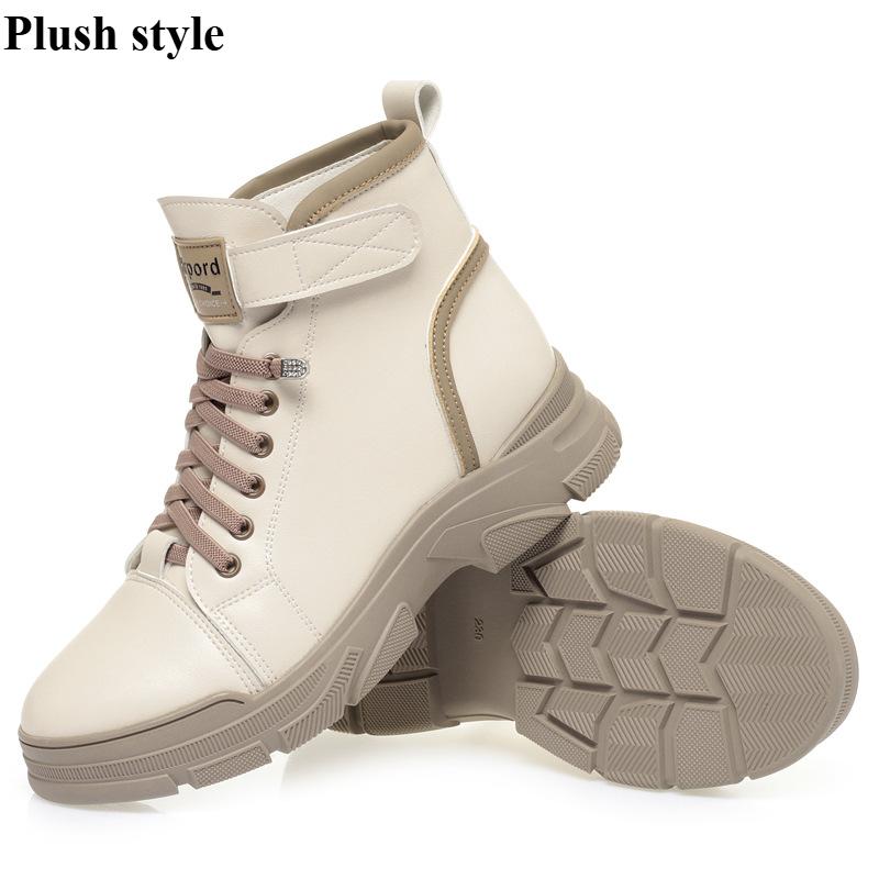 

Весна и осень Новые повседневные туфли Женские ботинки на шнуровке Белые туфли Толстая подошва Плюс Мягкая бархатная подошва Мягкая поверхность Женские хлопковые ботинки 41