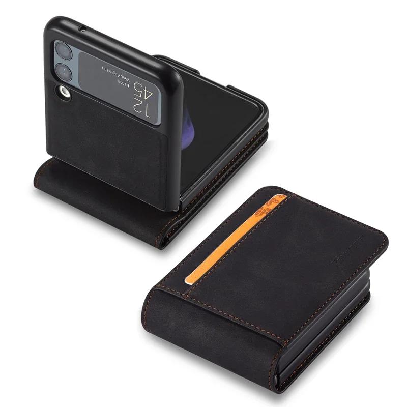 Luxus-Leder-Wallet-Hülle Für Samsung Galaxy Z Flip 6 5 4 3 Cover Kartensteckplatz Halter Business-Handytasche Flip3 flip4 Tasche Funda