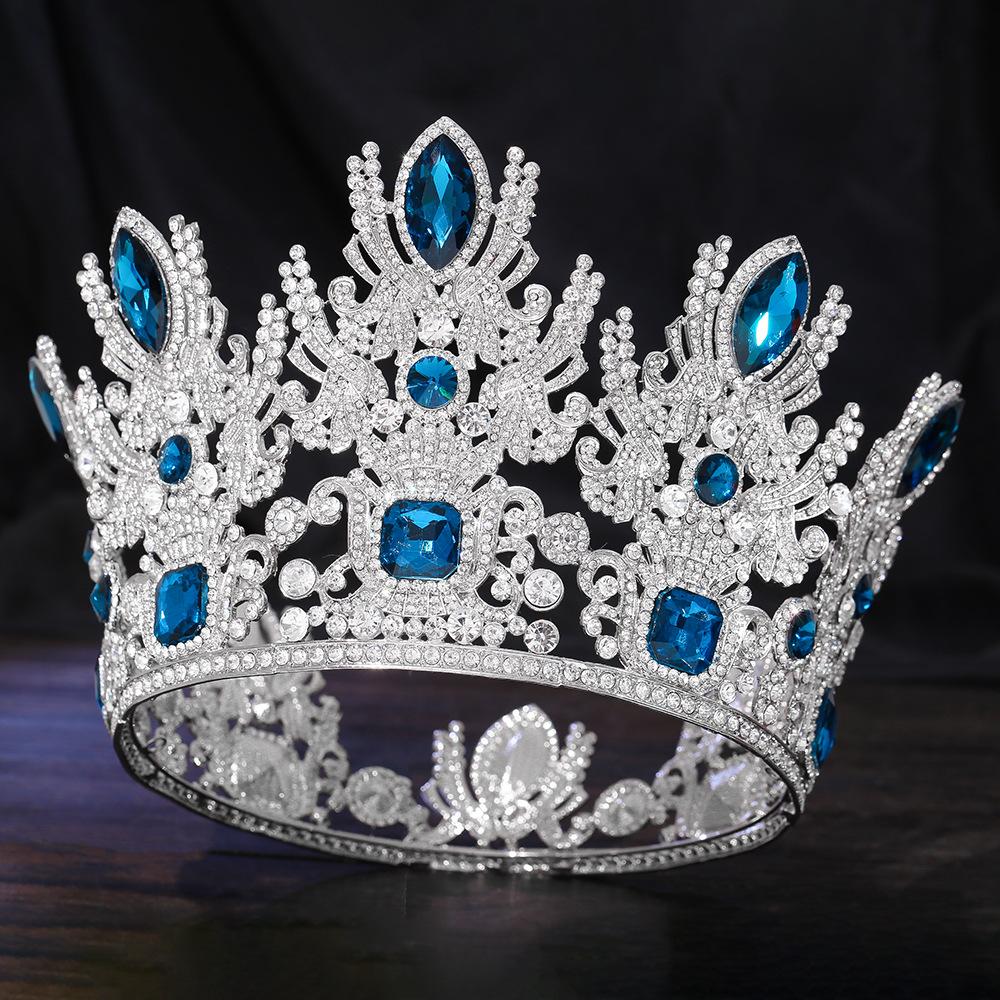 Baroque Crystal Crown Miss Universe Tiara Rhinestone Pageant Prom Crowns Bridal Wedding Hair Accessories Jewelry Crown Tiara