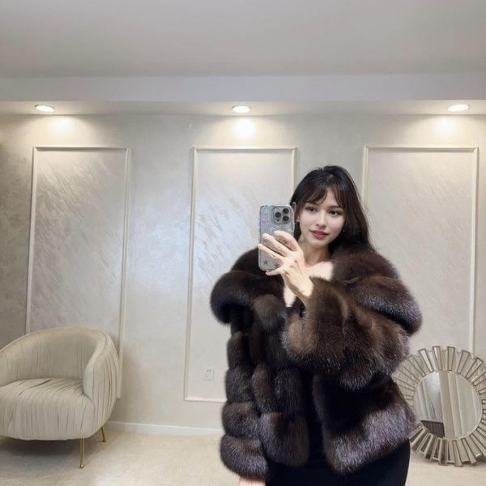 Big Lapel Purple Mink Coat Winter Thickened Young Short Environmentally Friendly Fur Coat Women's New