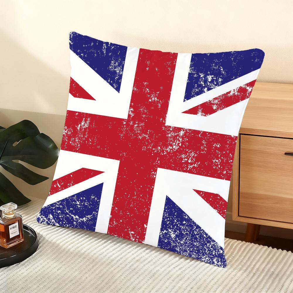 Union Jack Flag Cushion Cover Soft Short Plush Pillow Cover Smooth Cozy Texture Aesthetic Cushion Case Home Decor