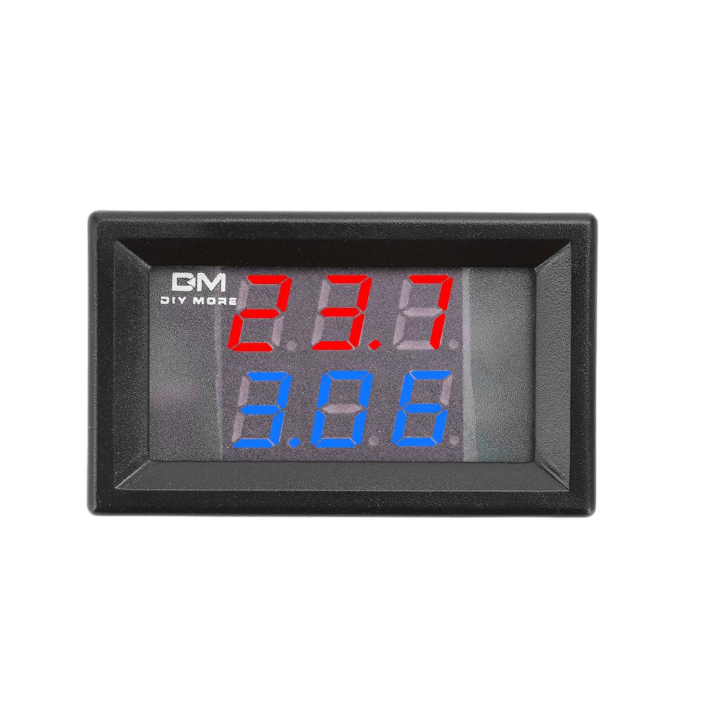 Three-Digit Dual-Display Digital Thermometer With NTC Metal DC4-28V Waterproof Dual Probes Red and Blue Display