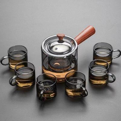 Glas-Teekanne zur Teezubereitung, Haushalts-verdickte hochtemperaturbeständige Teekanne zur Teezubereitung, Einzelkannen-Heiz-Teekanne, um den Topf herum heizen zur Teezubereitung