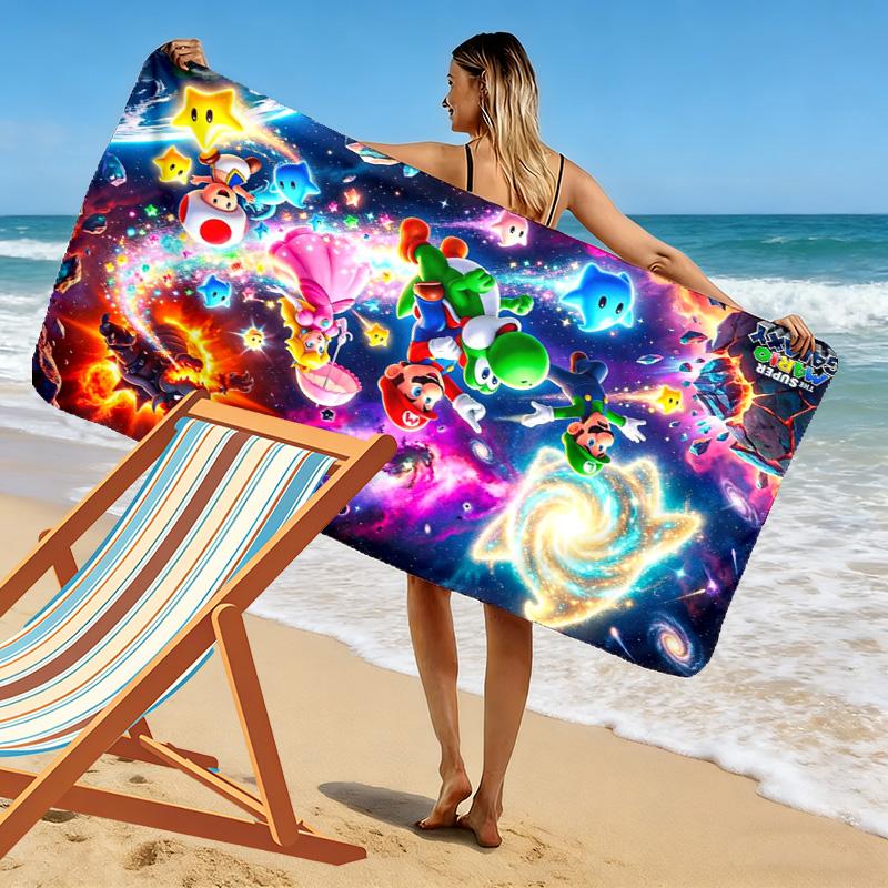 Bros Adventure Print Beach Towel, Large Soft Quick Dry Towel for Beach Camping Swimming