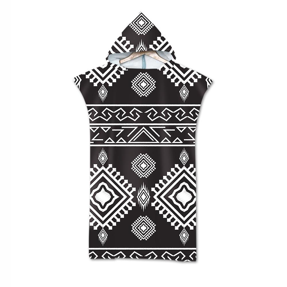 Adult Bath Towel Beach Towel Cape Geometric Print Hooded Bath Towel