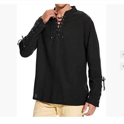 Chemise Viking Médiévale pour Homme Chemise Renaissance Chemise de Pirate Homme à Manches Longues Costume Cosplay Halloween, Chemise Décontractée Quotidienne