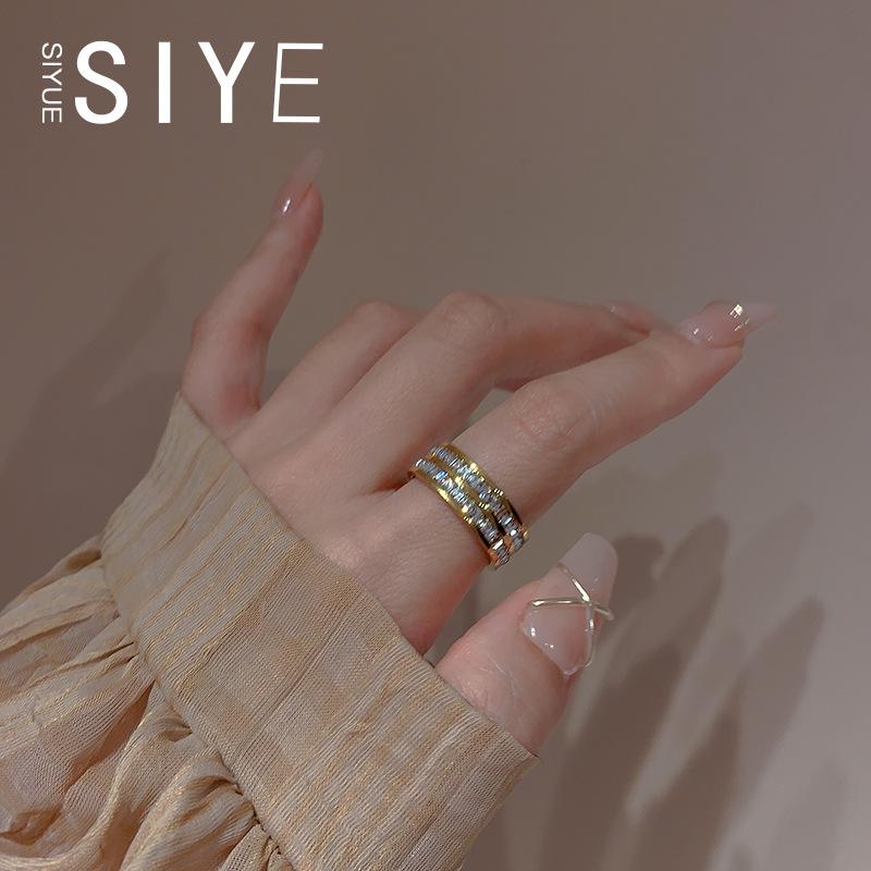 Baoman, Gypsy ring female niche design couple pair ring square diamond ring female tide cold wind index finger ring
