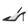 L122 High Heels, dünne Absätze, Weiblichkeit, Pendlerstil, spitze Zehenpartie, modischer und vielseitiger Taschenkopf, leerer Rücken, schwarze High Heels, Sandalen, Frau