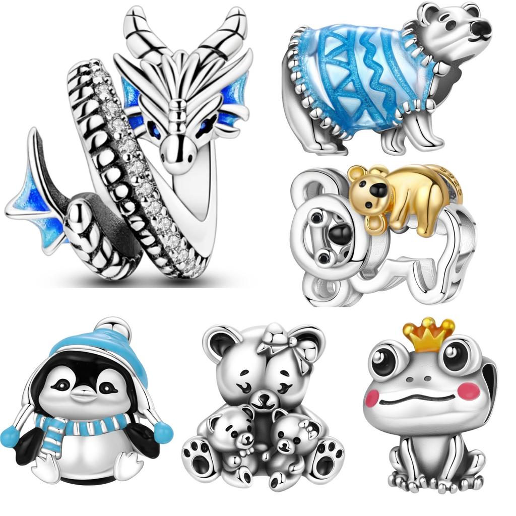 925 Silver Blue Dragon Shaped Animal Beads Fit Wear Charms Bracelets S925 DIY Exquisite Party Gifts Jewelry Accessories