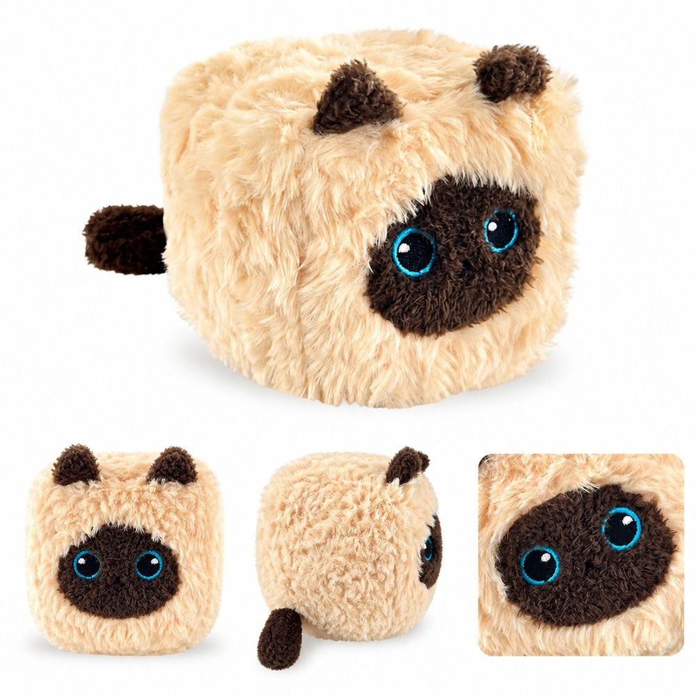 PP Cotton Cat Plush Doll Toy Square Cat Shape Stuffed Cat Toy Siamese Plush Doll Home Decoration