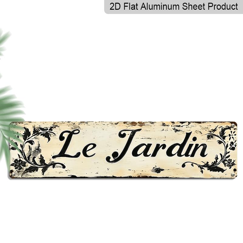 

2D Flat, 2D Flat - [Home Rest] Rusty Le Jardin Alumium Decorative Sign - 3.94 X 15.74inch | Vintage Farmhouse Decor with Floral Pattern | Durable 40cm x 10cm