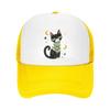 Playful Midnight Cat Star Illustrati Mesh Baseball Cap Casual Hat Outdoor  For Womens Unisex FeUnisex