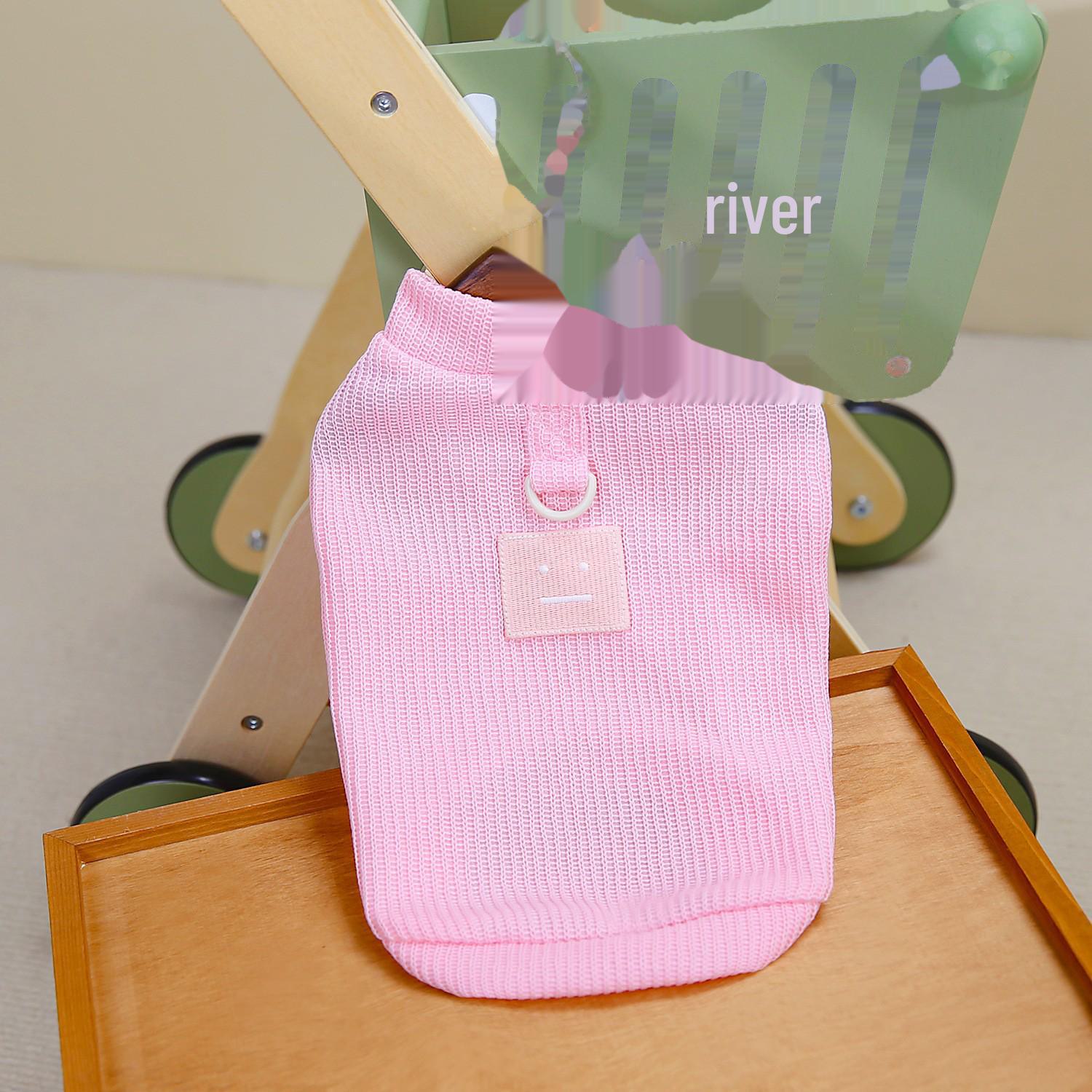 

Футболка с изображением смайлика бишона Тедди и подтяжками на весну и осень L (6-8 kg recommended) розовый