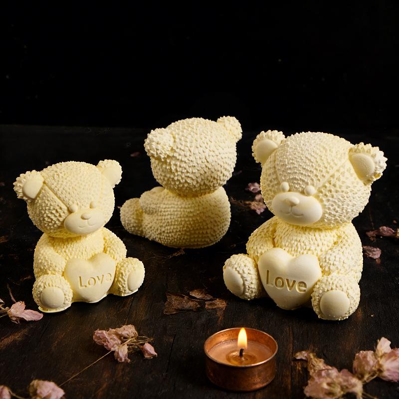 Plüschtexturform Herz Teddybär Kerzenform Bärenkerzenform Flexibel Für DIY-Bastelarbeiten Kerzenherstellung Gipsbasteln