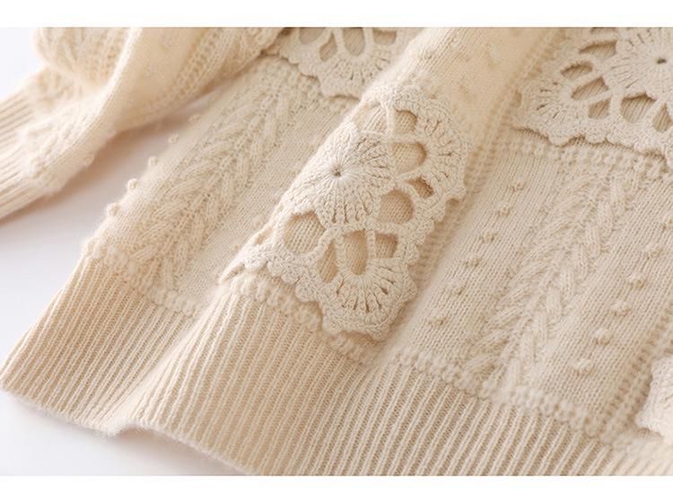 Women's Pure Wool Hollow Out Sweater - Lazy Style Knitwear for Autumn & Winter