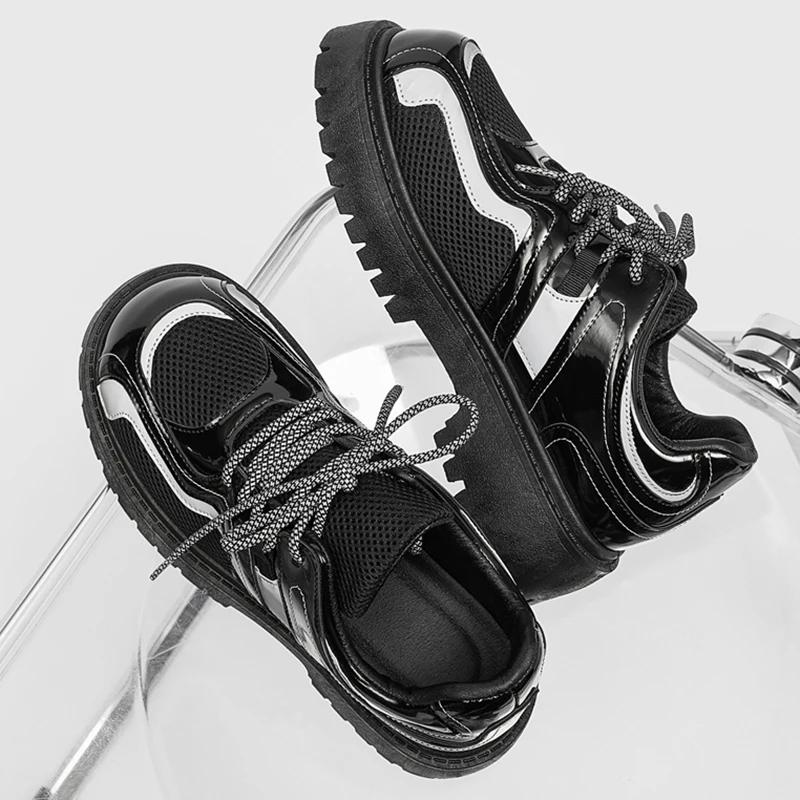 Men Casual Shoes Platform British Style Night Glow Design Oxfords High Quality Lace Up Derby Shoes Fashion Outdoor Shoes Male