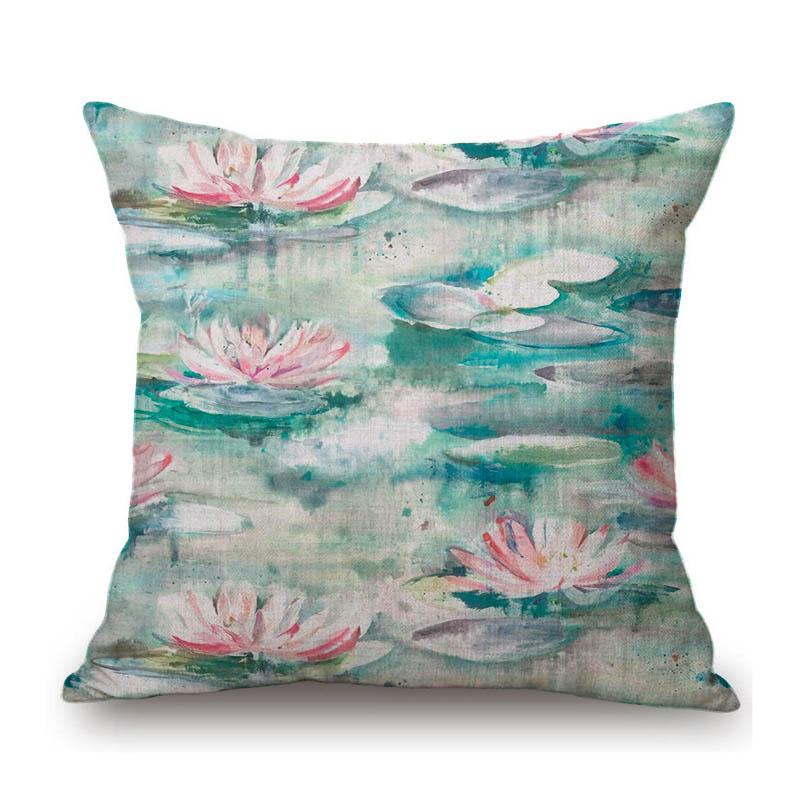 Spring Flower Oil Painting Poppy Sleeping Lily Hydrangeas Peony Home Decoration Art Sofa Throw Pillow Case Linen Cushion Cover