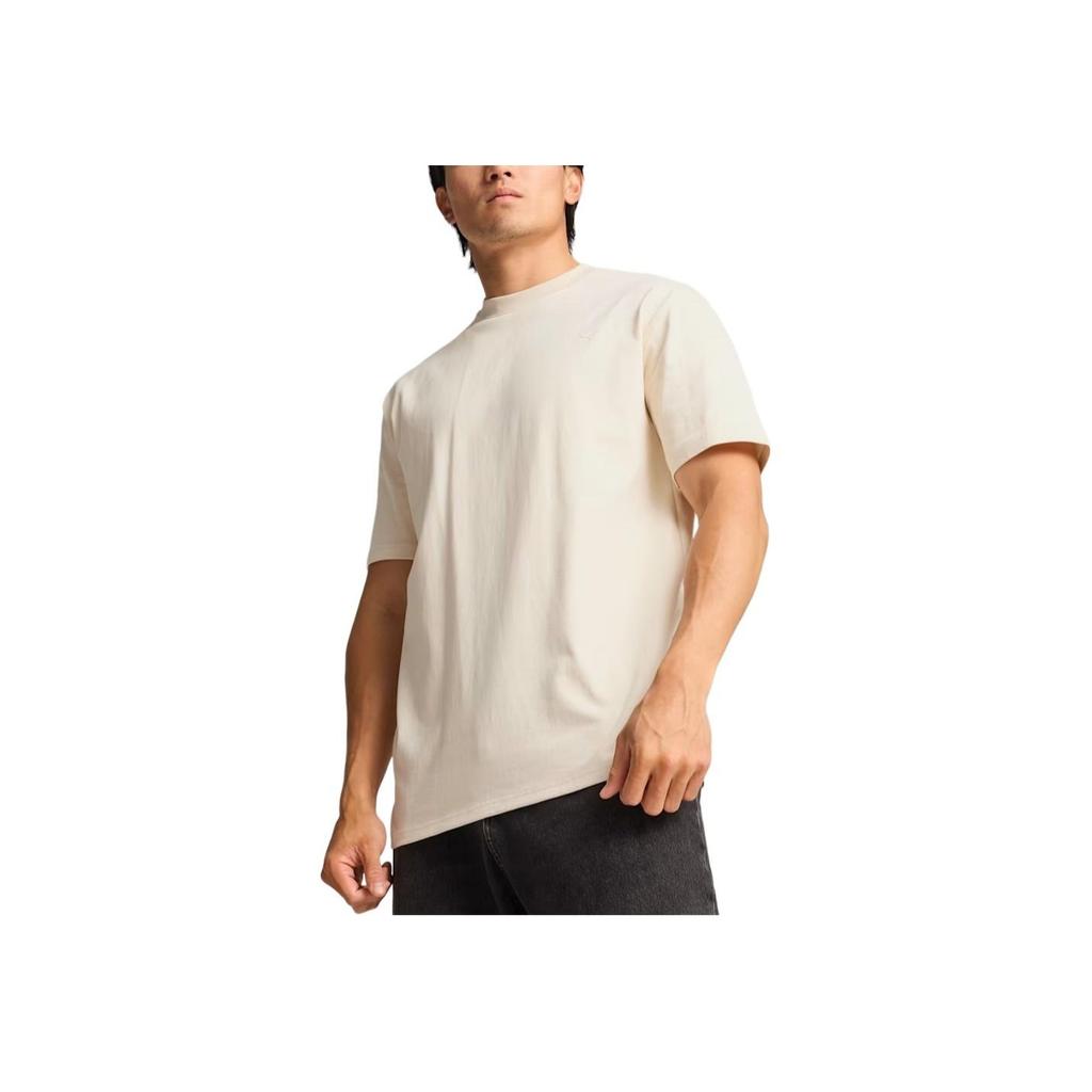 Puma Comfortable Soft Solid Color Breathable Round Neck Short Sleeve T-Shirt Men Tops Beige 624009-87