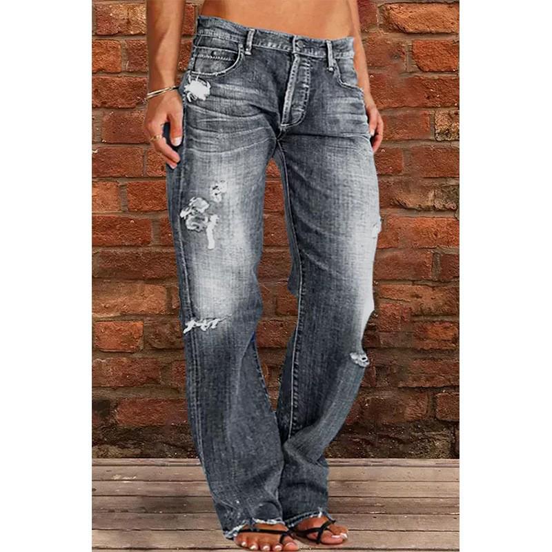 Women's Tulip High Waist Raw Edge Jeans NK205
