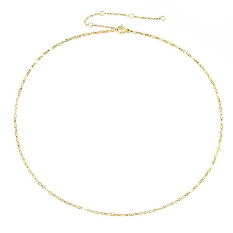Women s Japanese and Korean-Style Simple Stainless Steel Accessories Necklace 14K Gold 42+8cm