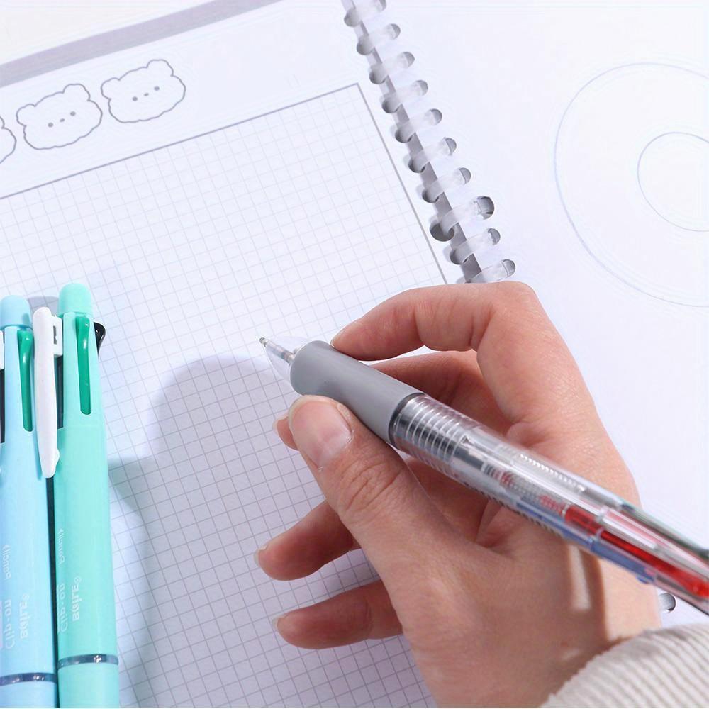 1pcs 4 Colors Ball Pen Multicolor Ballpoint Pens 5 in 1 Clip-on Multicolor Retractable Pen with Pencil&Eraser Soft