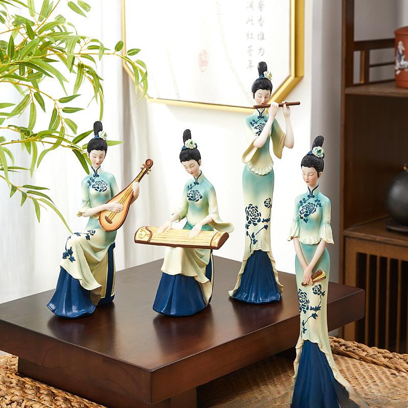 Chinese Style Only Green Ornaments Chinese Style Classical Ladies High-end Living Room Entrance Wine Cabinet Light Luxury Decorations