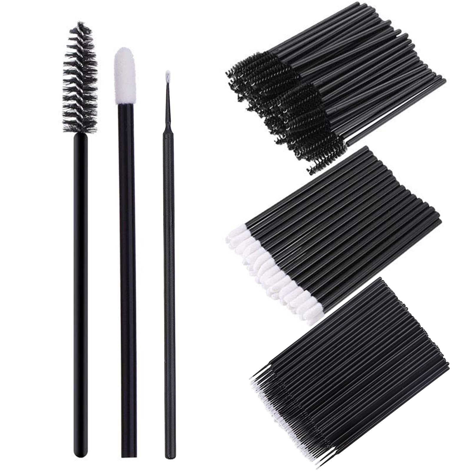

Angzhili 300-Piece Disposable Makeup Applicator Kit: Disposable Eyelash Mascara Brushes, Disposable Lip Brushes, Micro Applicator Brushes, Makeup