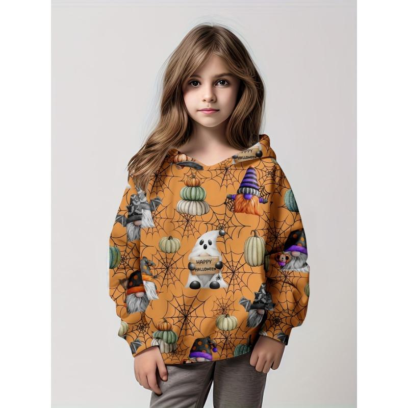 Felpe Splendido Teschio Stampa 3D Ragazze Felpa Pullover Vestibilità Comoda Festa di Halloween Manica Lunga Vestiti per Bambini Top per Bambina