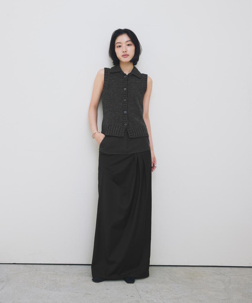 Loutaideu Lambswool Knit Vest [Charcoal]