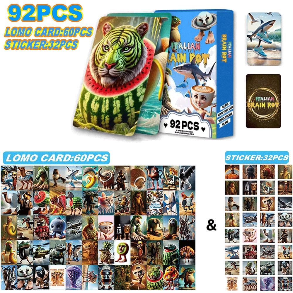 НОВЫЕ 92 шт. Итальянские Карточки Lomo  Brainrot  Tungtung Sahur Карточка для игры  Brainrot  Детская Вечеринка Косплей Классические Игрушки Новый Коллекционный Подарок