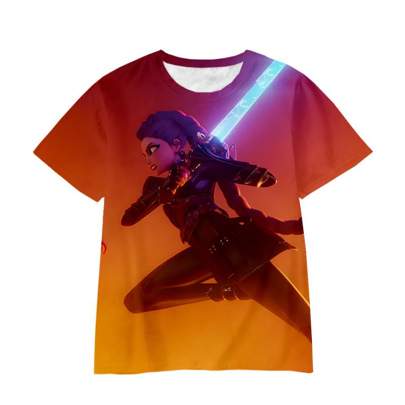 The Magic Hunter Team Short-sleeved Kpop Rumi, Mira and Zoe 3D Printed Cartoon Fashion and Youth for Children and Adults