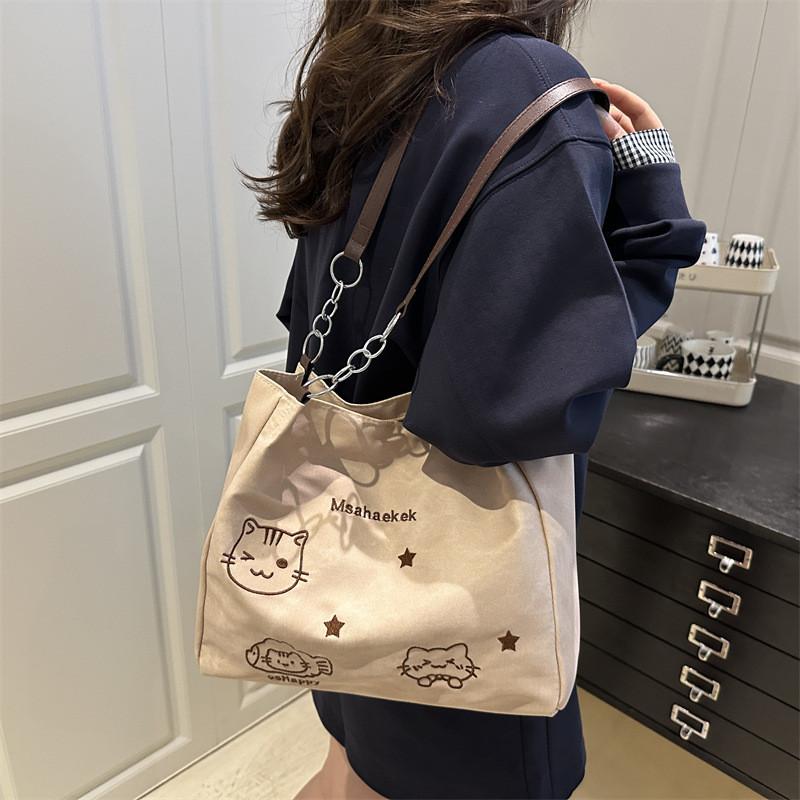 Nylon Tote Bag For Women With Zipper Closure And Cell Phone Pocket For Daily Casual Use