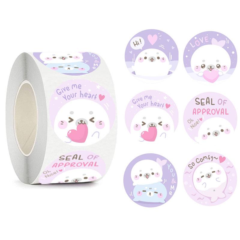 100-500PCS New Packaging Corgi Cartoon Dog Home Made Merci Animal Rolling Stickers Labels