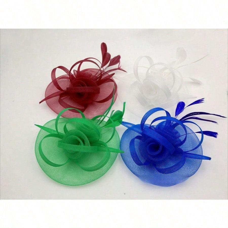 European and American Jockey Club Headgear Top Hat Feather Top Hat Mesh Hat Bridal Head Flower Ball Party Hair Accessories
